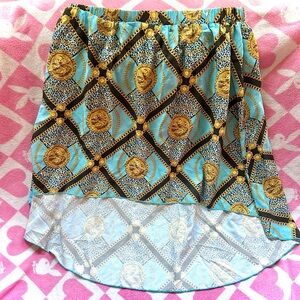 Kardashian Kollection Blue/Gold High/Low Skirt ft.Chain/Leopard theme Size Large